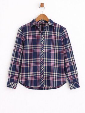 Talbots Petite Womens Shirt Size P Plaid Button Up Classic Long Sleeve